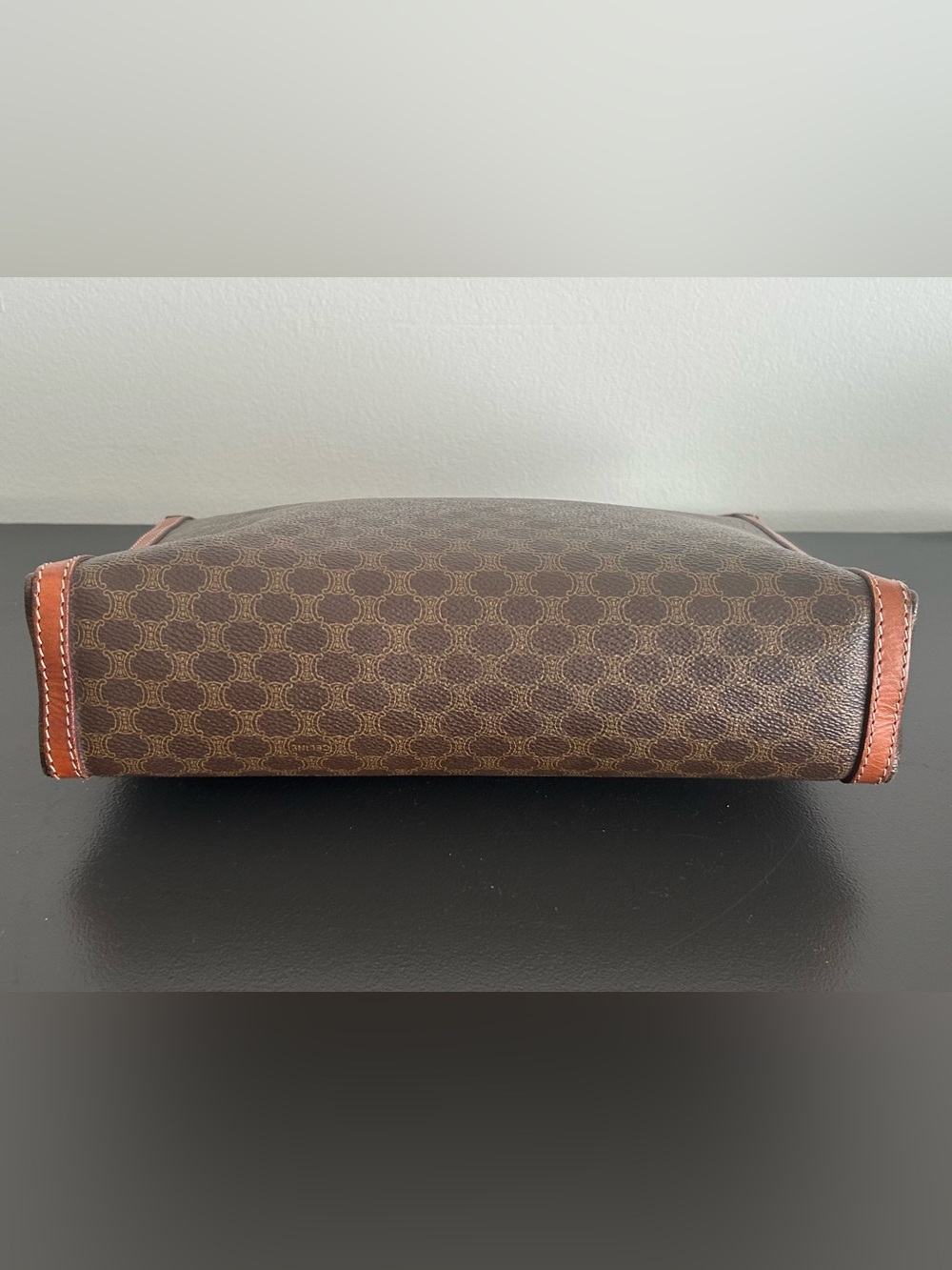 Celine Macadam Monogram Brown Canvas Leather Zip Clutch Pouch Vintage - Picture 12 of 15
